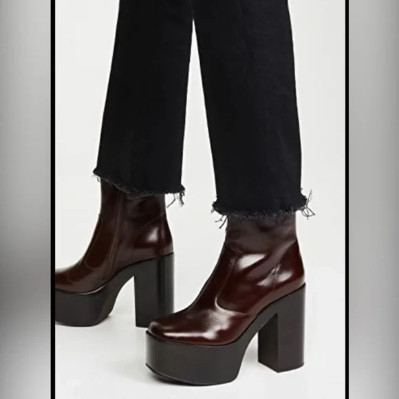 JEFFREY CAMPBELL Mexique Brown burgundy Leather Platform Boots US size 7.5 - Picture 9 of 9